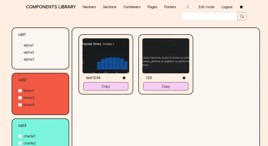 Screenshot of the Webflow Library project